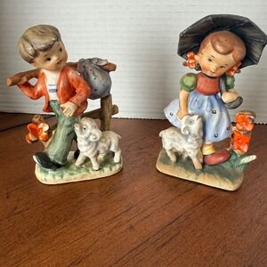 Vintage Porcelain Figurines Boy Girl‎ Shepherd Theme Decor Hummel Like